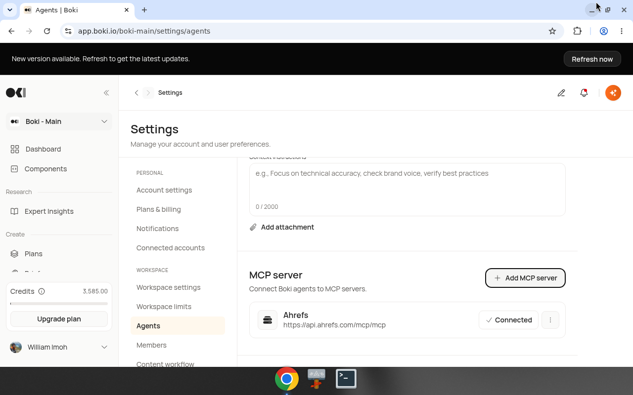 Content instructions field